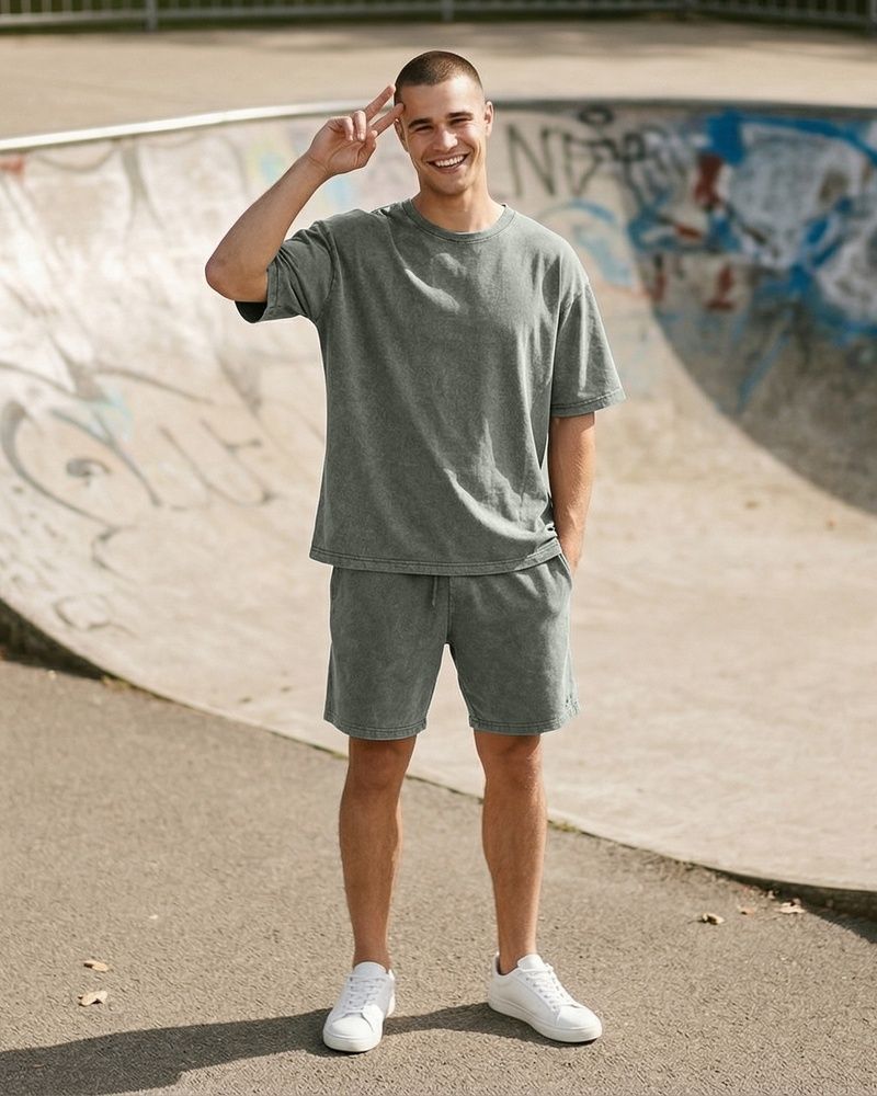 Чоловічий комплект Oversize Nordvik Stone Wash: Heavy Cotton & Relaxed Fit Green
