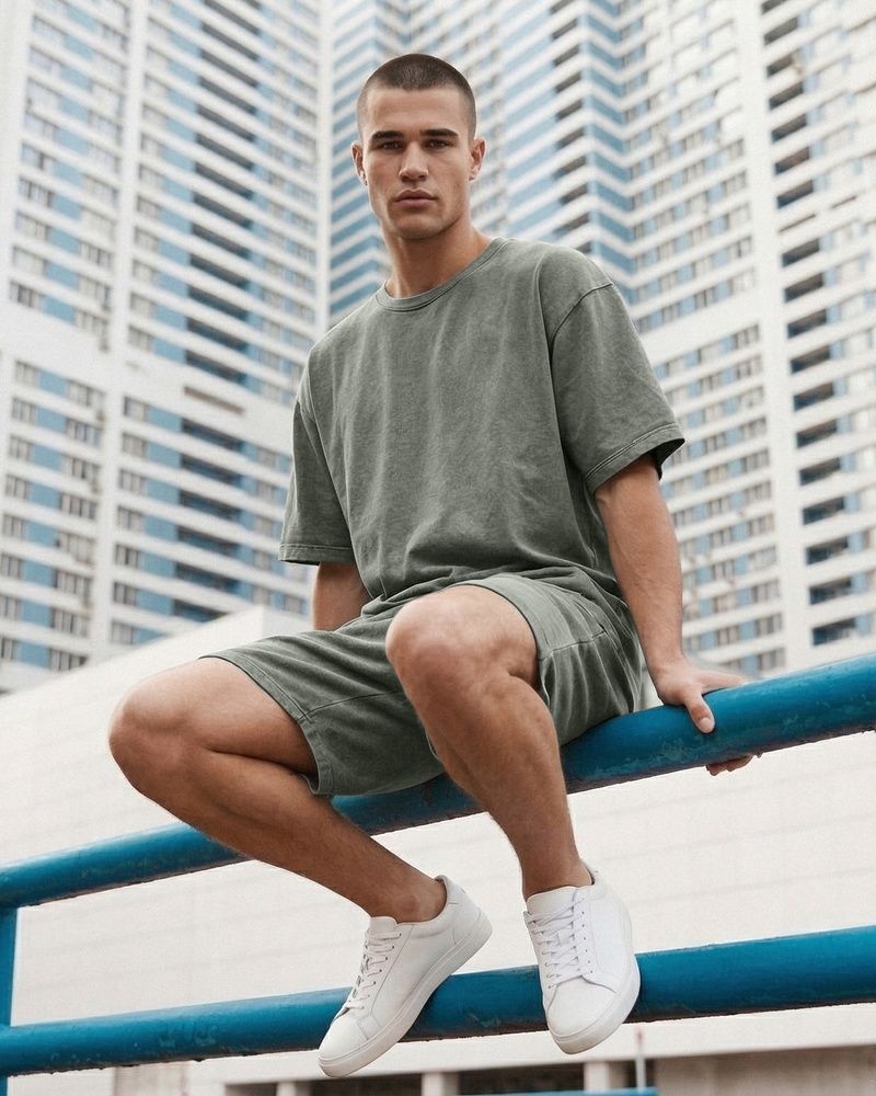 Чоловічий комплект Oversize Nordvik Stone Wash: Heavy Cotton & Relaxed Fit Green