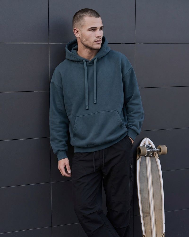 Мужское премиальное оверсайз худи Nordvik Heavyweight Arctic Fleece Hoodie Green, M