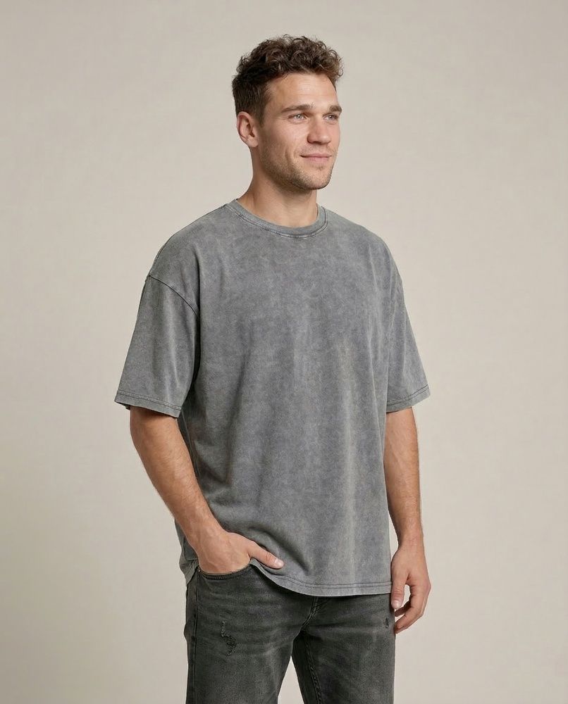 Футболка унісекс Oversize Boxy Fit Nordvik Urban Shadow: Stone-Wash Grey
