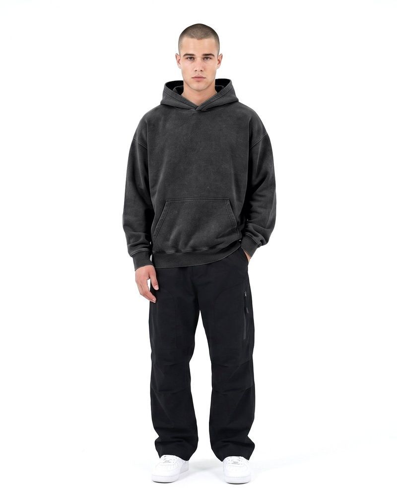 Чоловіче худі вільного крою LAREN Vintage Wash Oversized Hoodie Black, M