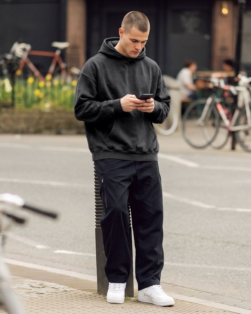 Чоловіче худі вільного крою LAREN Vintage Wash Oversized Hoodie Black, M