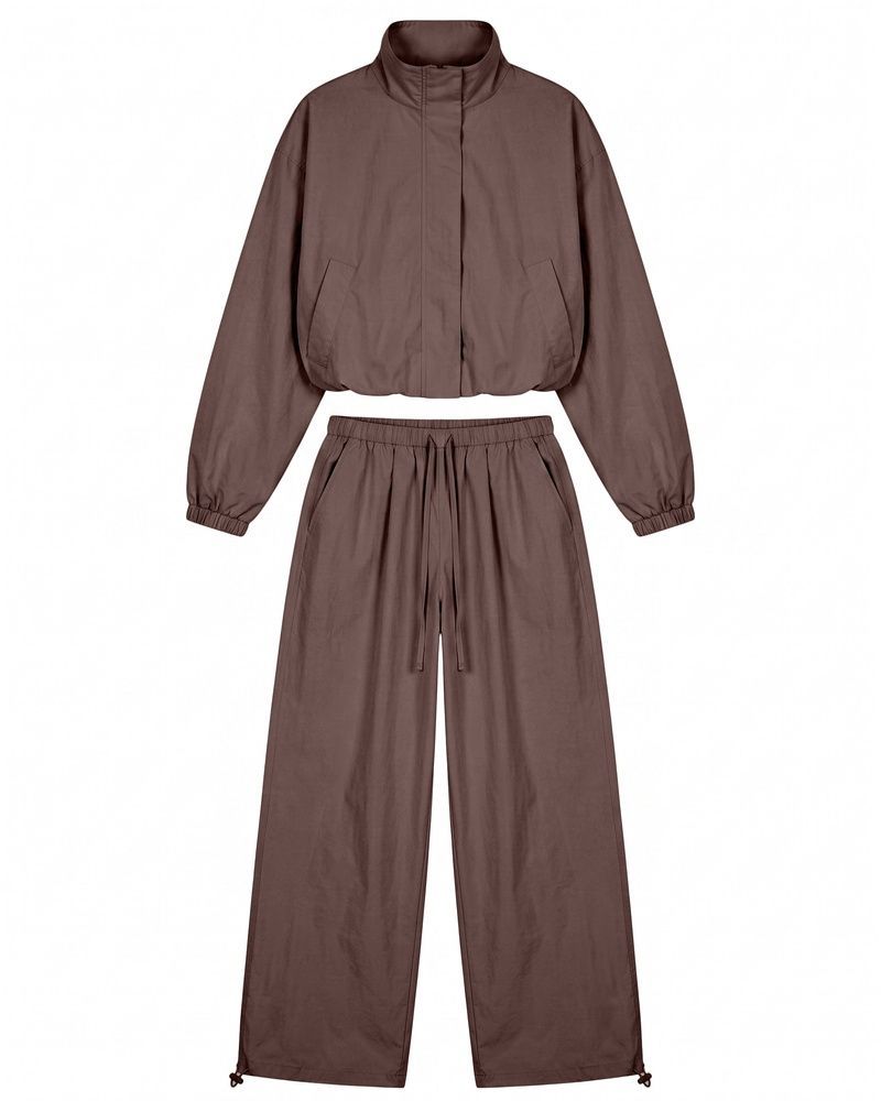 Женский костюм оверсайз LAREN Urban Flow с укороченной курткой и широкими штанами Brown, S