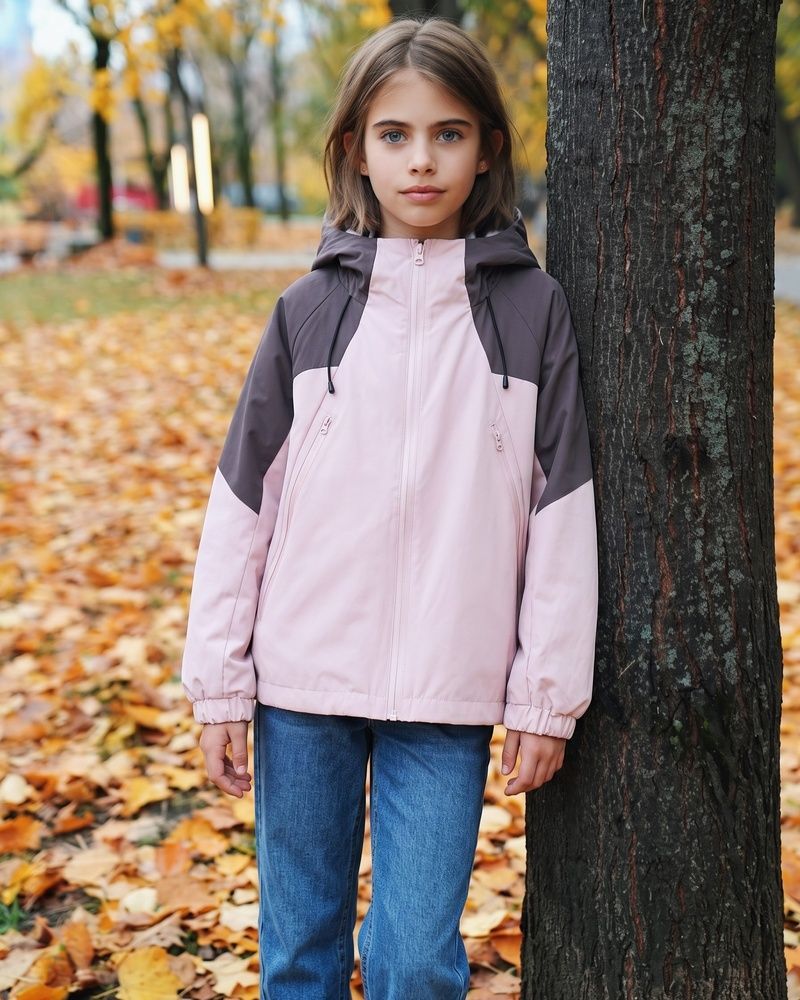 Детская водоотталкивающая куртка-ветровка Nordvik kids Terra Tech-Shell с капюшоном Pink-Violet, 130