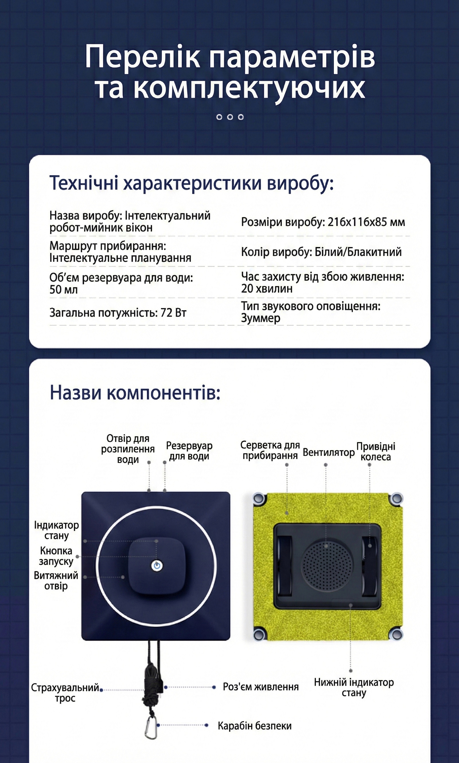 Робот-мойщик окон квадратный PowerMe AI Square Pro S с двойным ...