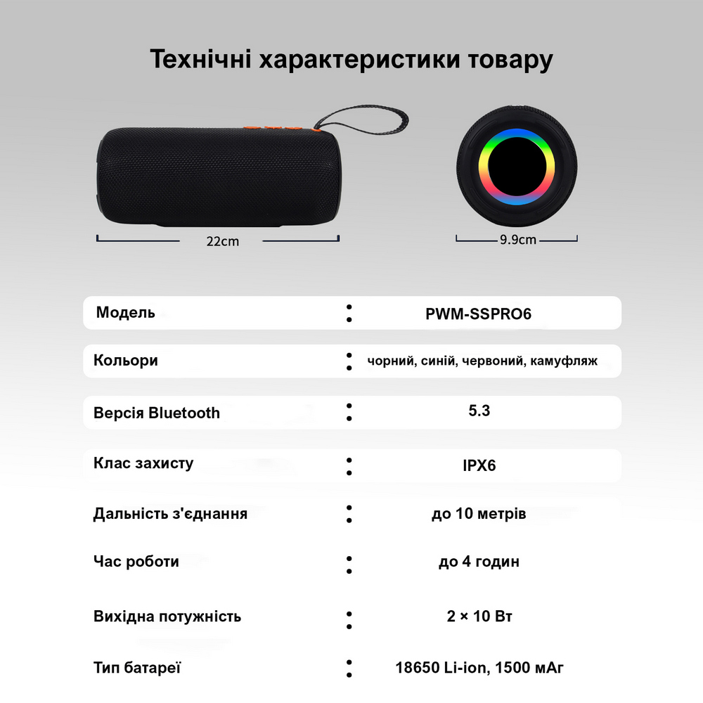 Портативна Bluetooth колонка PowerMe SoundStorm Pro 6 Black - BERI.UA ...